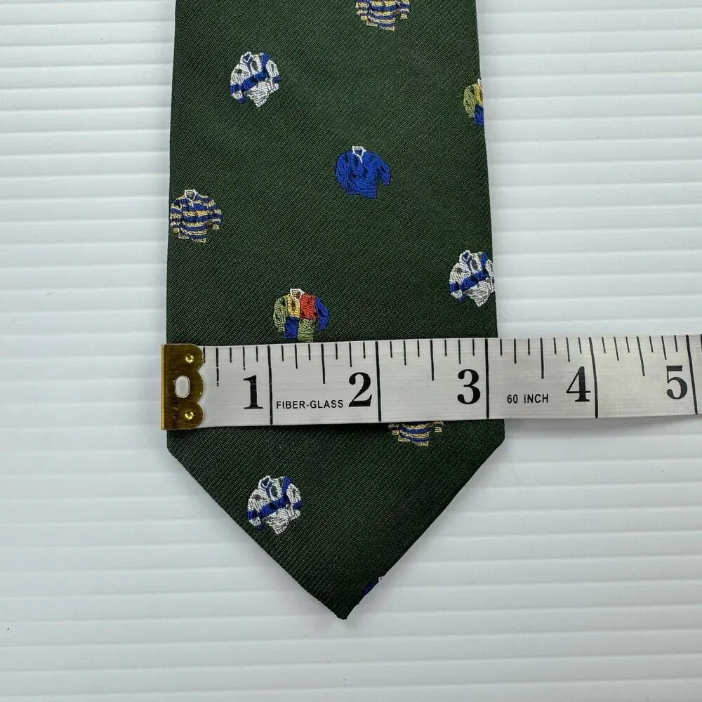 J.Crew Ludlow Silk Tie Green Rugby Shirt Print Novelty Preppy NWT USA